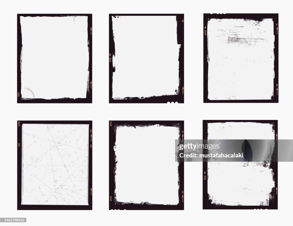 Grunge empty medium format film frames