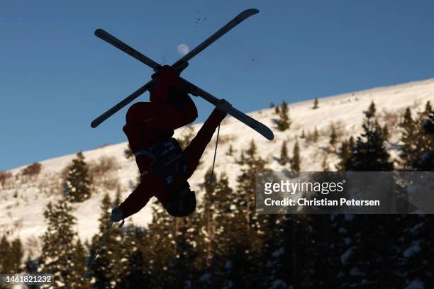 Renda Wang of Team China takes a training run prior to Men's Moguls Qualifications on day one of the Intermountain Healthcare Freestyle International...