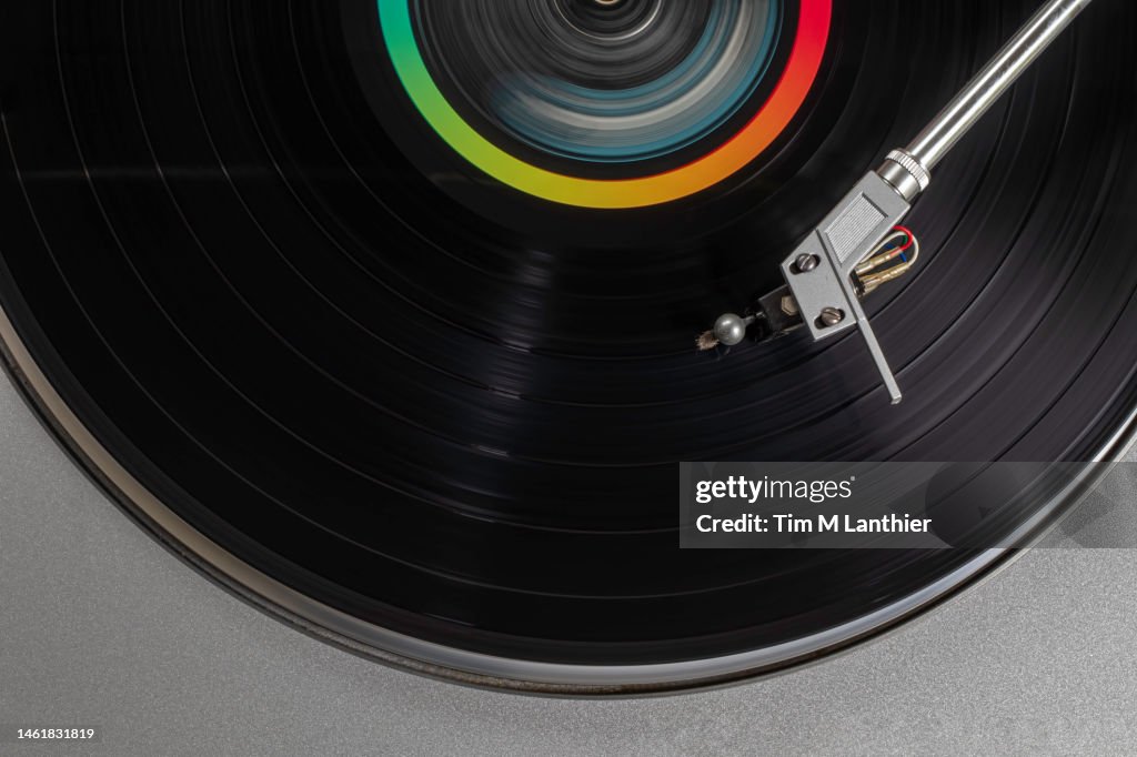Vintage Record Player in Motion
