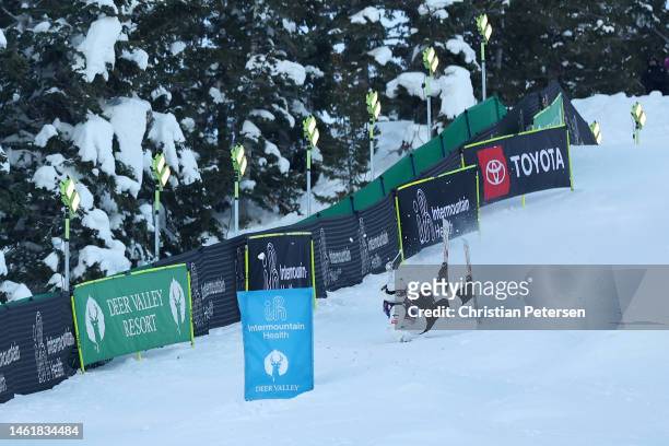 Severi Vierela of Team Finland falls during Men's Moguls Qualifications on day one of the Intermountain Healthcare Freestyle International Ski World...