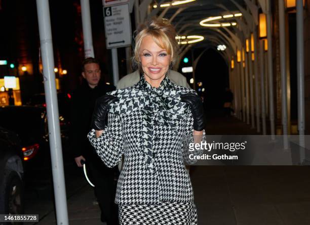Pamela Anderson is seen on February 2, 2023 in New York City.