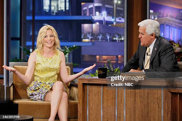 Episode 4267 -- Pictured: Actress Elizabeth Banks during an interview with host Jay Leno on June 11, 2012 --