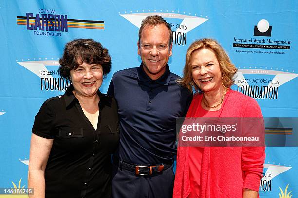 Executive Director of SAG Foundation Jill Seltzer, Kiefer Sutherland and JoBeth Williams attend Screen Actors Guild Foundation 3rd Annual LA Golf...