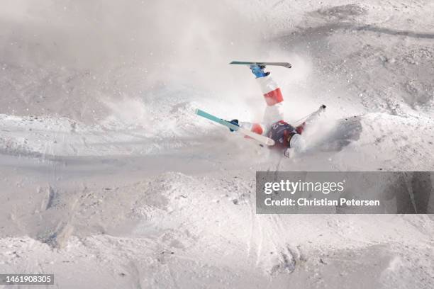 Takuya Shimakawa of Team Japan crashes during Men's Moguls Finals on day one of the Intermountain Healthcare Freestyle International Ski World Cup at...