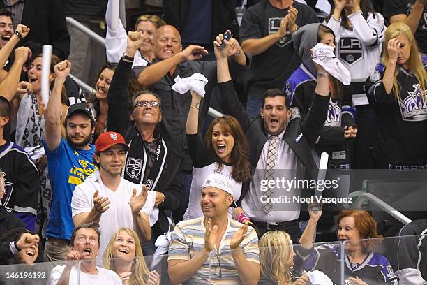 Alyssa Milano and David Bugliari attend game six of the 2012 Stanley Cup Final between the Los Angeles Kings and the New Jersey Devils at Staples...