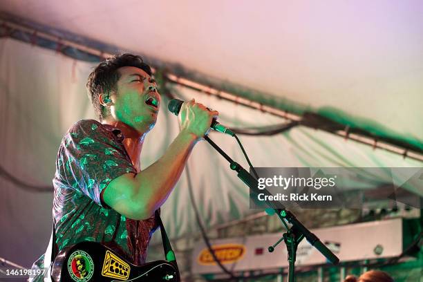 Musician Dougy Mandagi of The Temper Trap performs at Stubbs on June 11, 2012 in Austin, Texas.