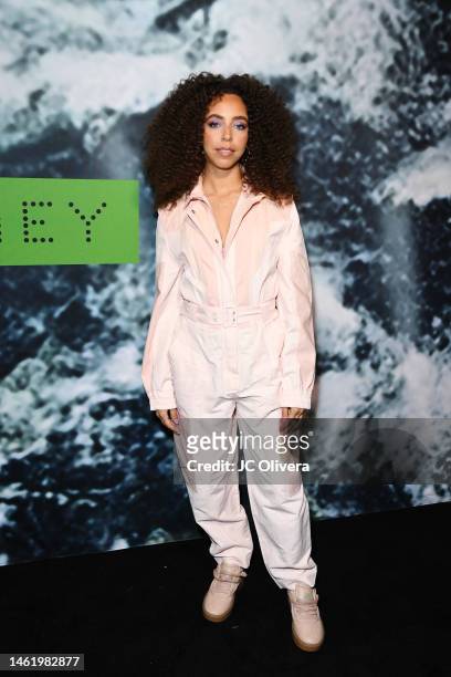 Hayley Law attends Stella McCartney X Adidas Party at Henson Recording Studio on February 02, 2023 in Los Angeles, California.