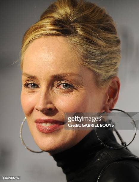 Actress Sharon Stone arrives at the amfAR's Inspiration Gala Los Angeles to benefit the Foundation's AIDS research programs at the Chateau Marmont in...