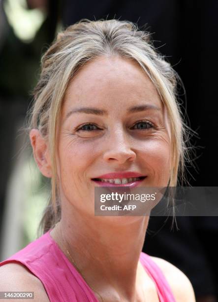 Actress Sharon Stone attends the installation ceremony for singer Jane Morgan's Star on the Hollywood Walk of Fame on May 6 in Hollywood, California....