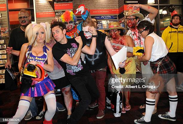 Cosplayer Jessica Nigri as Juliet Starling and writer/director James Gunn participate in the Warner Bros. Interactive Entertainment And Grasshopper...