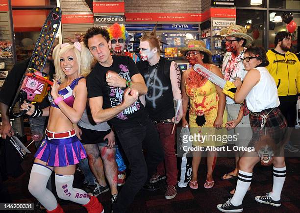 Cosplayer Jessica Nigri as Juliet Starling and writer/director James Gunn participate in the Warner Bros. Interactive Entertainment And Grasshopper...