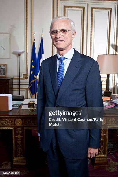 Bernard Boucault Prefect for the police of Paris in the office Manuel Valls Minister of Interior is photographed for Paris Match on June 2, 2012 in...