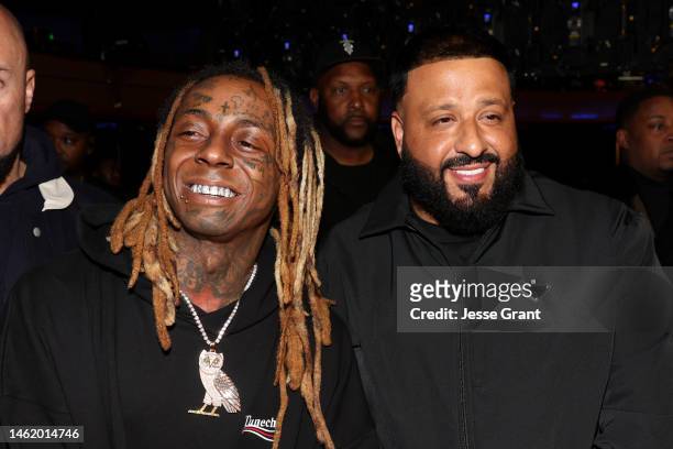 Lil Wayne and DJ Khaled attend the Recording Academy Honors presented by The Black Music Collective during the 65th GRAMMY Awards on February 02,...