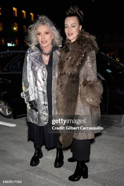 Singer-songwriter Debbie Harry and actress Debi Mazar are seen leaving Marc Jacobs Runway Show 2023 at the Park Avenue Armory on February 02, 2023 in...