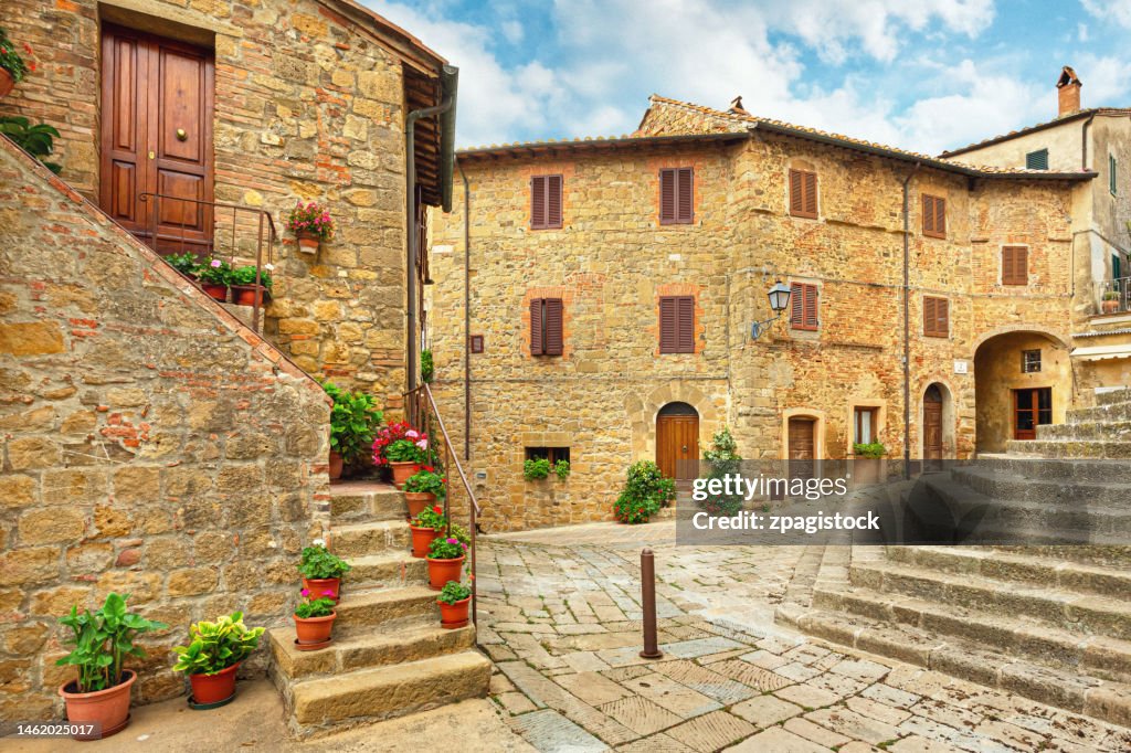 Small hilltop town of Monticchiello in Tuscany, Italy