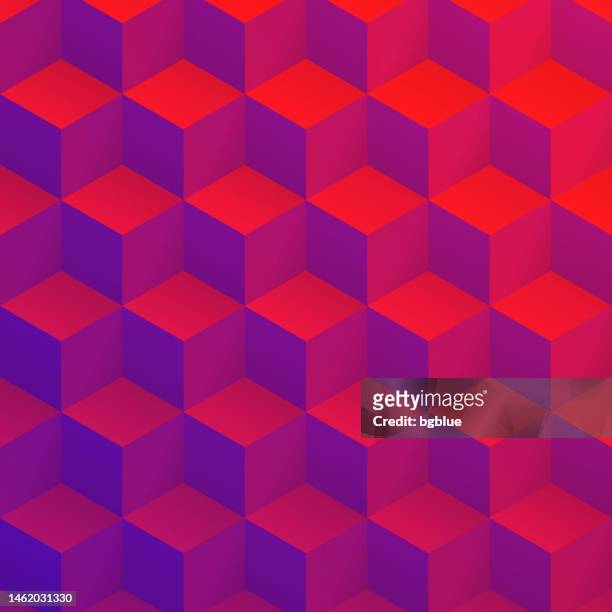 stockillustraties, clipart, cartoons en iconen met abstract geometric background with purple cubes - trendy 3d background - block shape