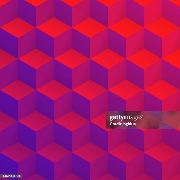 abstract geometric background with purple cubes - trendy 3d background - block shape stock illustrations