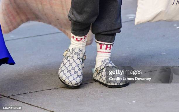 Sarah Jessica Parker, shoe detail, is seen on the set of "And Just Like That..." Season 2, the follow up series to "Sex and the City" in the...