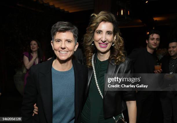 Tig Notaro and Aline Brosh McKenna attend Netflix's "Your Place or Mine" world premiere at Regency Village Theater on February 02, 2023 in Los...