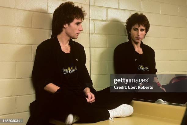 English singer songwriter and musician, John Waite, backstage in Dallas, Texas on November 15, 1984.