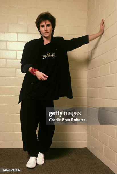 English singer songwriter and musician, John Waite, backstage in Dallas, Texas on November 15, 1984.