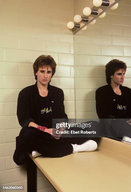 English singer songwriter and musician, John Waite, backstage in Dallas, Texas on November 15, 1984.