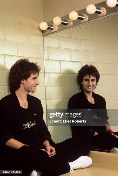 English singer songwriter and musician, John Waite, backstage in Dallas, Texas on November 15, 1984.