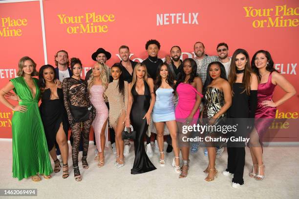 The cast of Netflix's "Perfect Match" attends Netflix's "Your Place or Mine" World Premiere at Regency Village Theater on February 02, 2023 in Los...