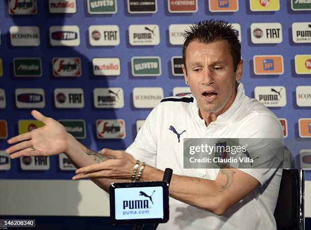 Antonio Cassano of Italy during a UEFA EURO 2012 press conference at Casa Azzurri on June 12, 2012 in Krakow, Poland.