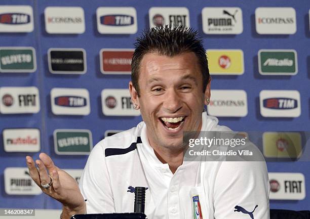 Antonio Cassano of Italy during a UEFA EURO 2012 press conference at Casa Azzurri on June 12, 2012 in Krakow, Poland.