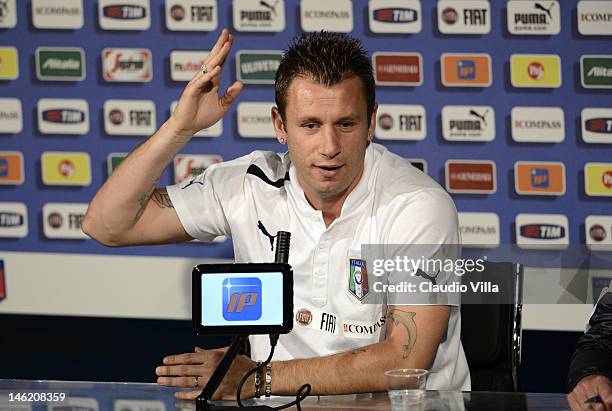 Antonio Cassano of Italy during a UEFA EURO 2012 press conference at Casa Azzurri on June 12, 2012 in Krakow, Poland.