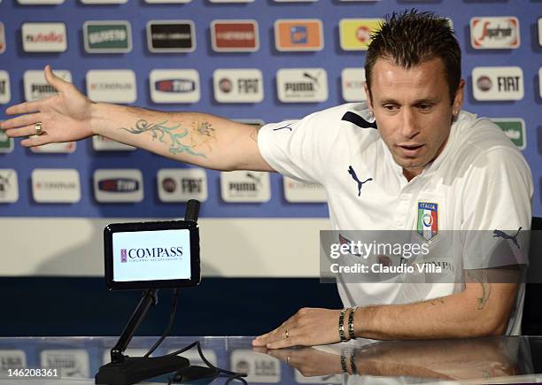 Antonio Cassano of Italy during a UEFA EURO 2012 press conference at Casa Azzurri on June 12, 2012 in Krakow, Poland.