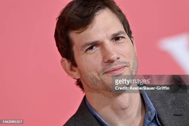 Ashton Kutcher attends the World Premiere of Netflix's "Your Place Or Mine" at Regency Village Theatre on February 02, 2023 in Los Angeles,...