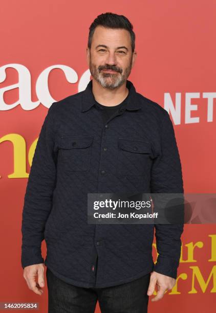 Jimmy Kimmel attends World Premiere Of Netflix's "Your Place Or Mine" at Regency Village Theatre on February 02, 2023 in Los Angeles, California.