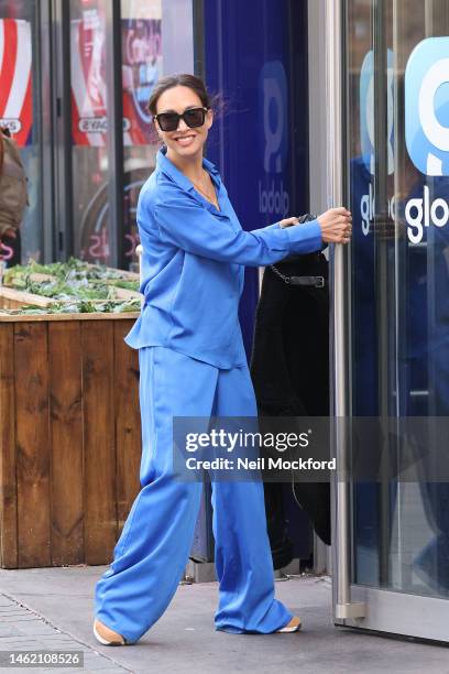 Myleene Klass seen arriving at Global Radio Studios on February 03, 2023 in London, England.