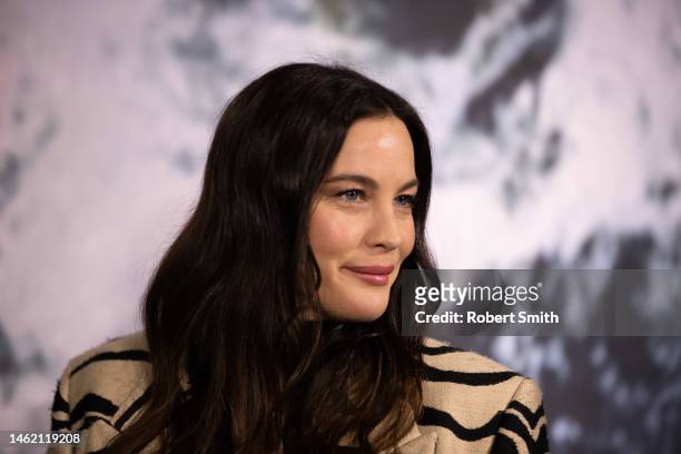 Actress Liv Tyler arrives for the Stella McCartney X Adidas party at Henson Recording Studio on February 02, 2023 in Los Angeles, California.