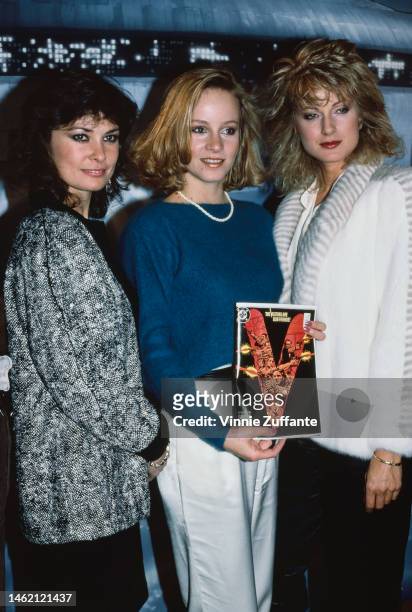 Jane Badler, Jennifer Cooke and June Chadwick attends the "V" party at Rainbow Room in New York City, New York, United States,
