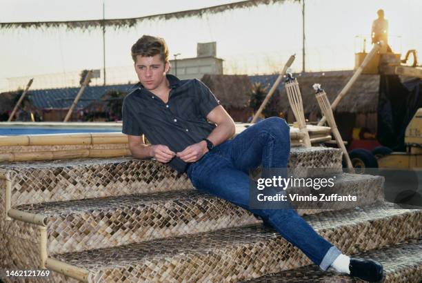 Maxwell Caulfield playing 'Michael' on the set of "Grease 2" in Norwalk, California, December 1981.