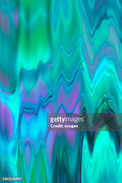 colorful flowing zigzag wave pattern green blue neon purple peak  waves vibrant background - green wave pattern stock pictures, royalty-free photos & images