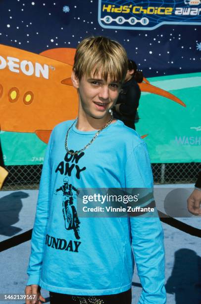 Aaron Carter arrives at Nickelodeon's 14th Annual Kids' Choice Awards at Barker Hanger in Los Angeles, California, United States, 21st April 2001.