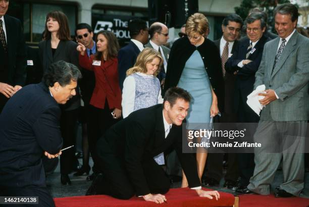 Jim Carrey and his family during Jim Carrey Footprint Ceremony at Mann's Chinese Theatre in Hollywood, California, United States, 2nd November 1995.