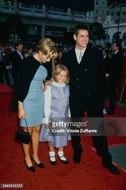 Jim Carrey and his family during Jim Carrey Footprint Ceremony at Mann's Chinese Theatre in Hollywood, California, United States, 2nd November 1995.