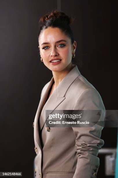 Matilde Gioli attends the "Tramite Amicizia" photocall at Hotel NH Collection Giustiniano on February 03, 2023 in Rome, Italy.