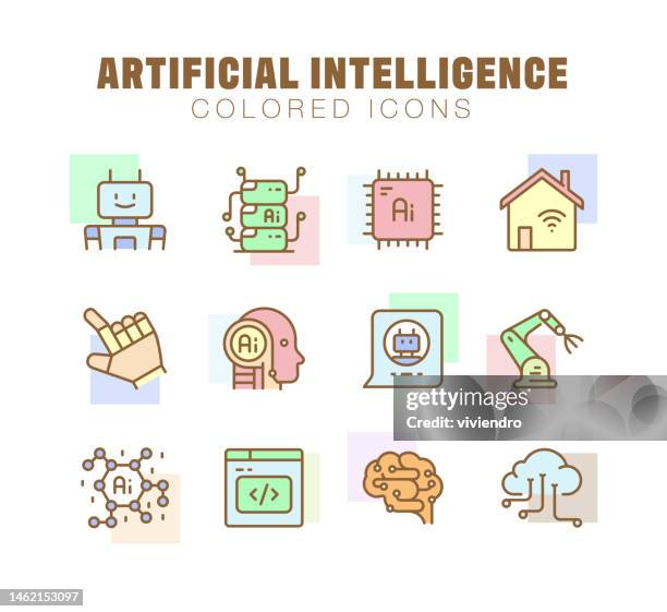 artificial intelligence line icon set. editable stroke. pixel perfect. - learning computer programming stock illustrations