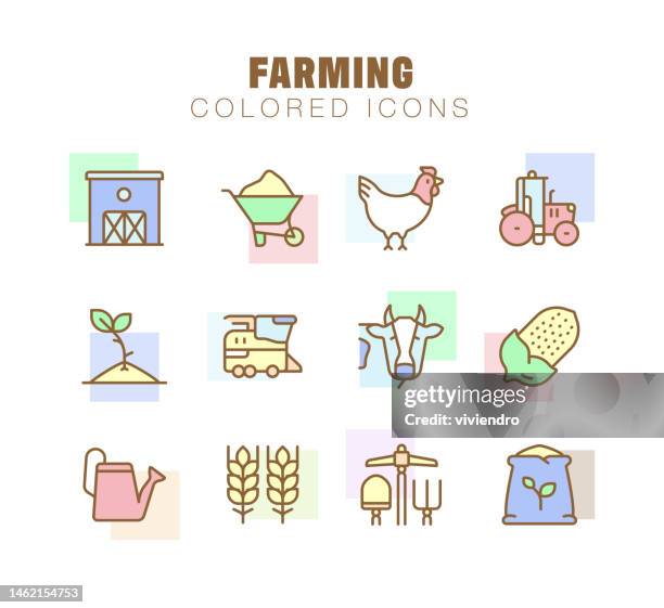 farming line icon set. editable stroke. pixel perfect. - fertilizer stock illustrations