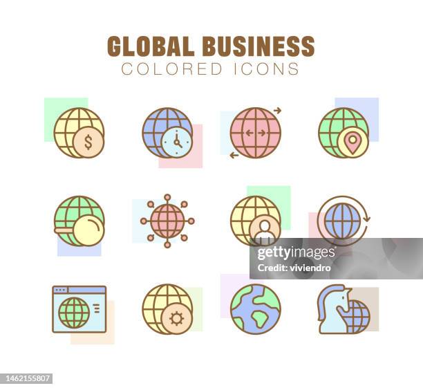 global business line icon set. editable stroke. pixel perfect. - developing world technology stock illustrations