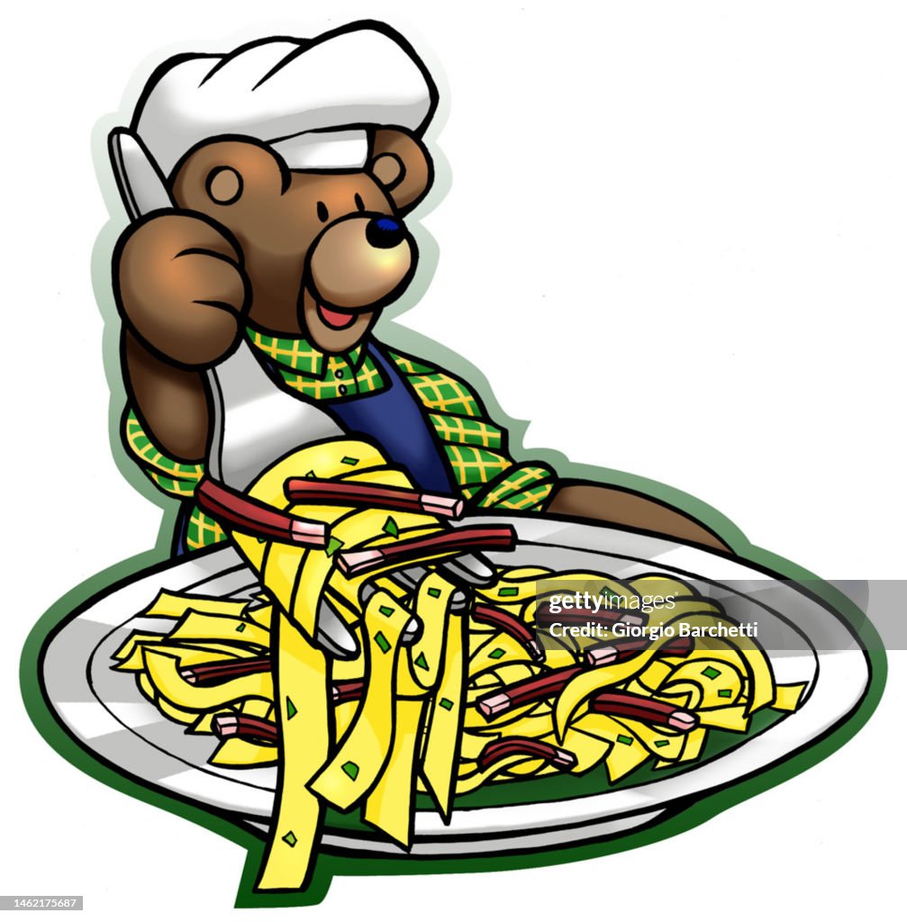 Bear with spaghetti