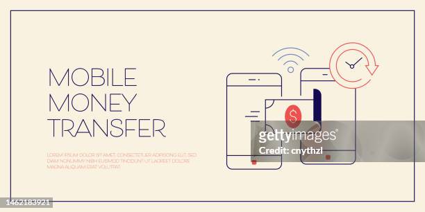 mobile money transfer related conceptual vector illustration. internet, online banking, money, exchanging. - mobile payment stock illustrations