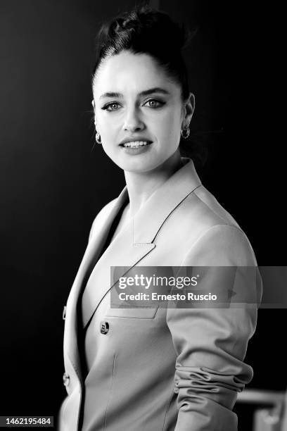 Matilde Gioli attends the "Tramite Amicizia" photocall at Hotel NH Collection Giustiniano on February 03, 2023 in Rome, Italy.