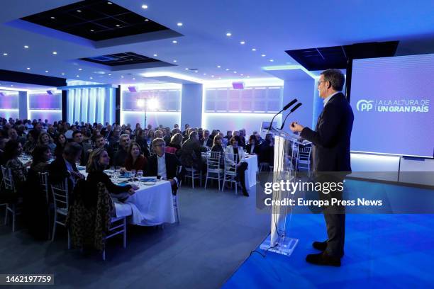 The president of the Partido Popular , Alberto Nuñez Feijoo, speaks at the presentation of the mayoral candidate of Alcantarilla, on February 3 in...